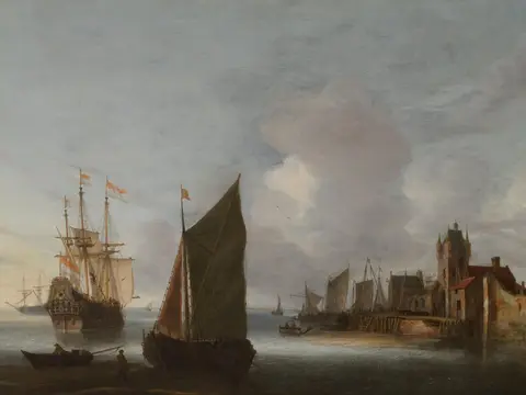 Ships near a Harbor Gate jigsaw puzzle